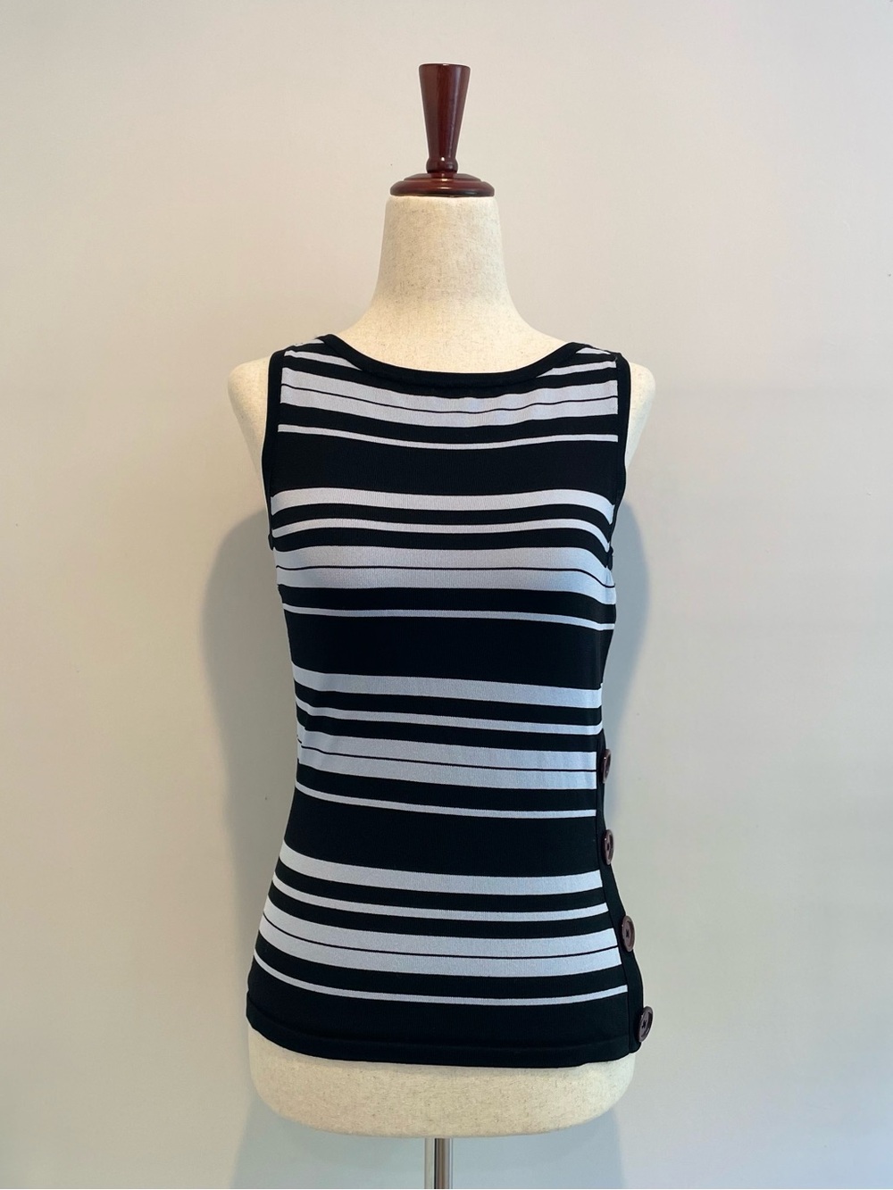 INC International Concepts Striped Sleeveless Tank with Buttons - size small